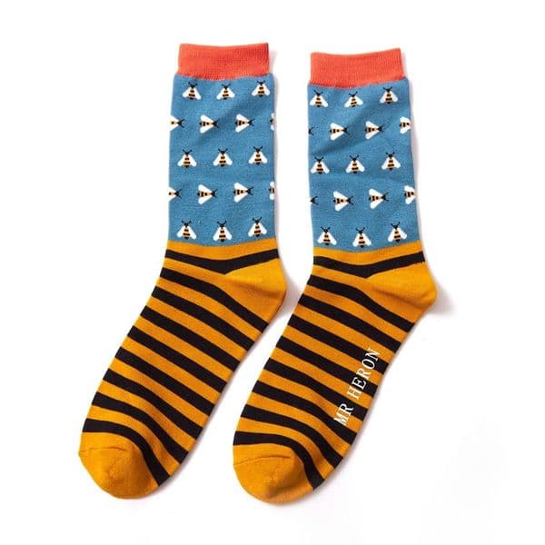 Men's Busy bees  Design Bamboo Socks in Teal