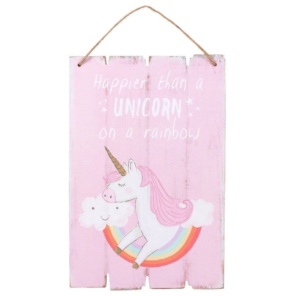 HAPPIER THAN A UNICORN HANGING SIGN