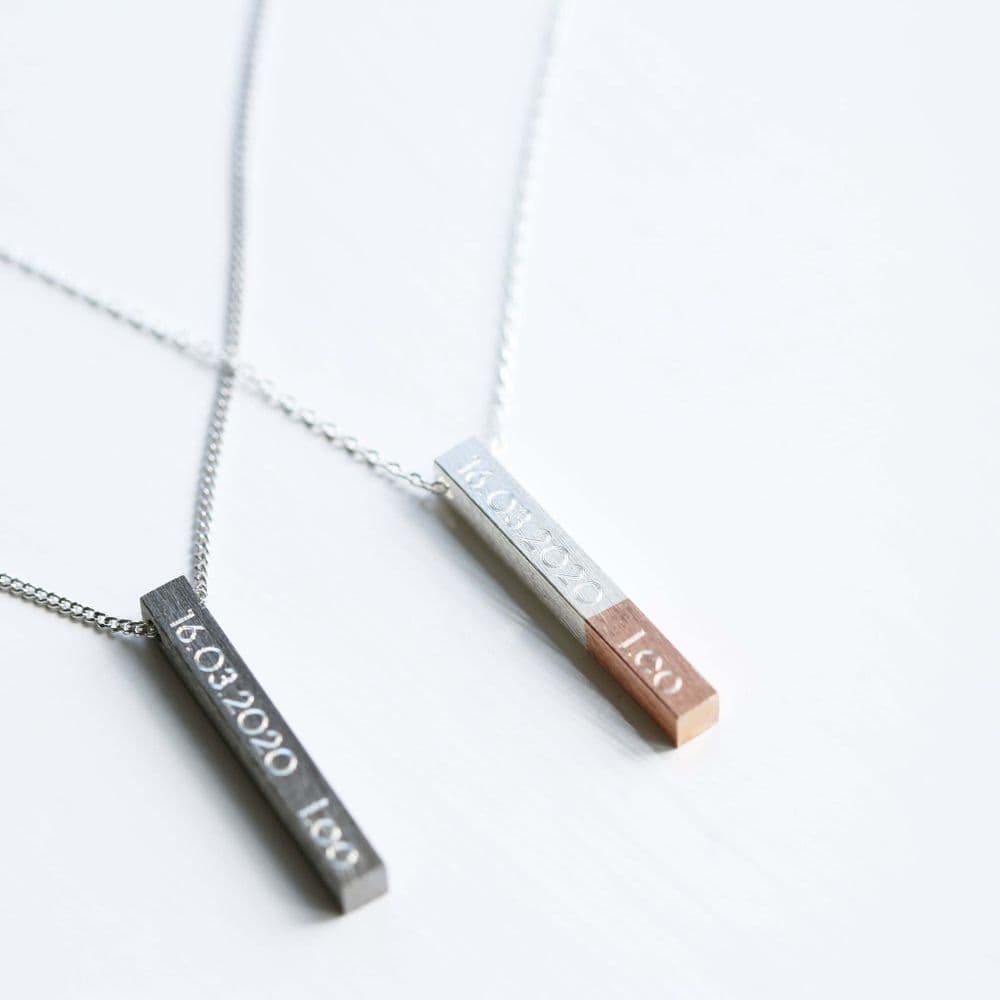 His & Hers Engraved Brushed Necklaces