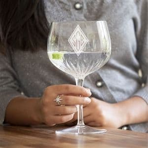 Monogrammed Crystal Cut Gin Glass