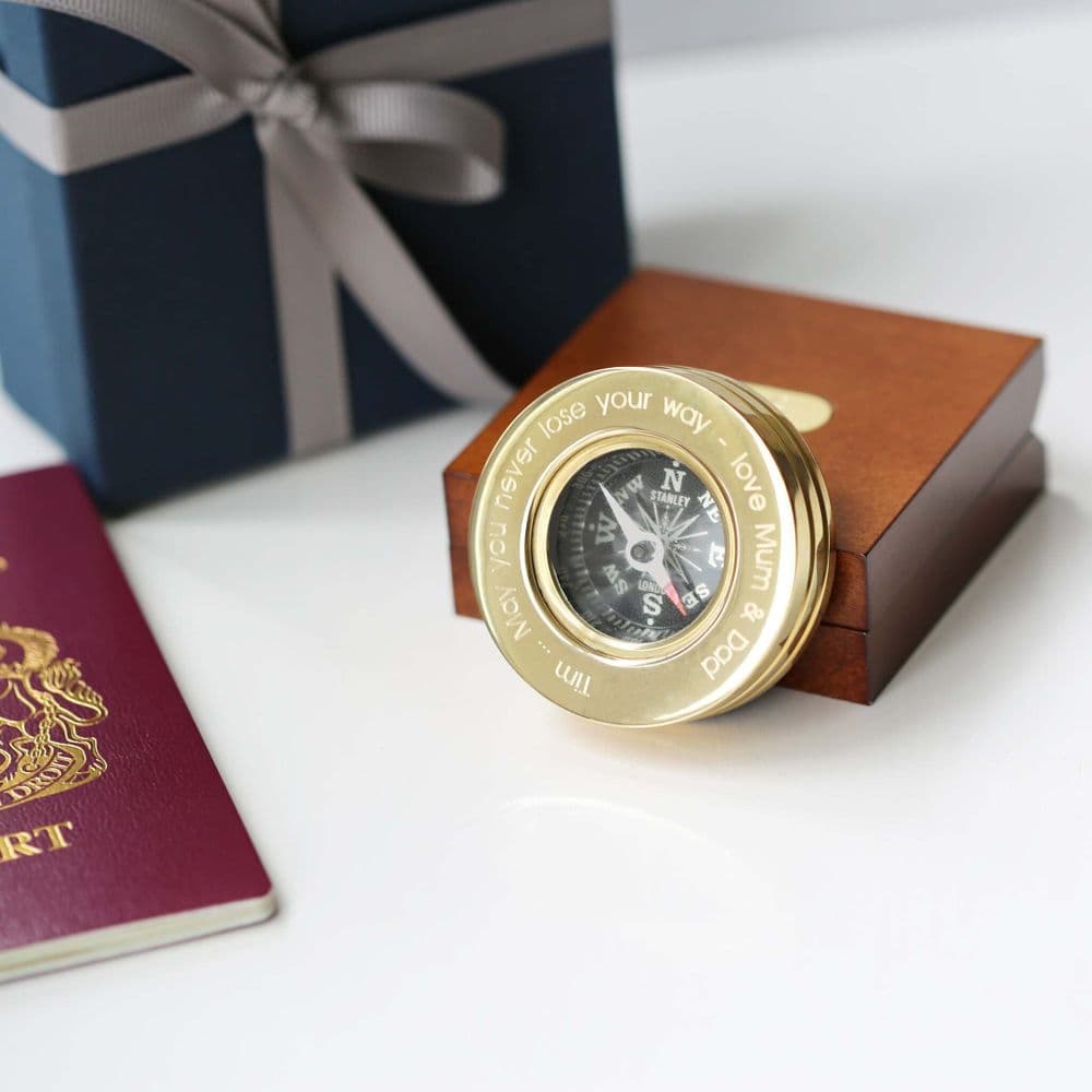 Own Handwriting Compass Personalised with Timber Box