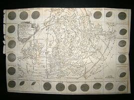 Astronomy: 1748 Antique Map. Great Solar Eclipse of July 14. Smith