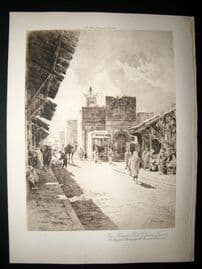 A. Brunet Debaines 1903 Etching, Mosque, Tunis, Islam