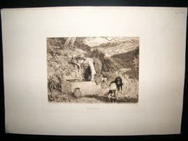 A. E. Coombe after Birket Foster 1891 Etching. Thirsty Comrades