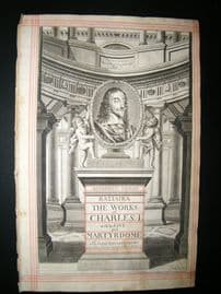 A. Hertochs 1662 Folio Engraved Title Page. Works of Charles I. Cherubs.