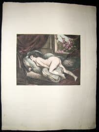 Achille Deveria & Musset 1911 Erotica Nude Print. Lesbian Interest. Gamiani