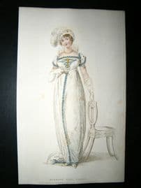 Ackermann 1809 Regency Fashion Print. Evening Full Dress