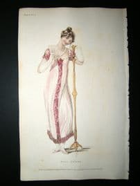 Ackermann 1810 Hand Col Regency Fashion Print. Ball Dress 4-4