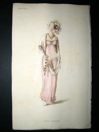 Ackermann 1810 Hand Col Regency Fashion Print. Half Dress 4-29