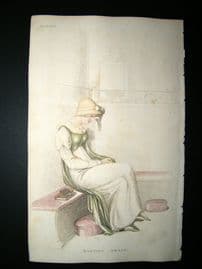 Ackermann 1810 Hand Col Regency Fashion Print. Morning Dress 4-23