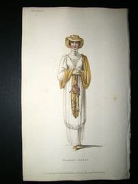 Ackermann 1810 Hand Col Regency Fashion Print. Walking Dress 3-31