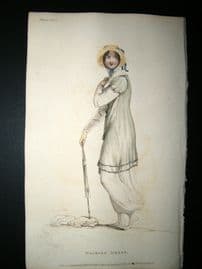 Ackermann 1810 Hand Col Regency Fashion Print. Walking Dress 4-11