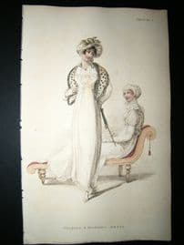 Ackermann 1810 Hand Col Regency Fashion Print. Walking & Morning Dress 4-30