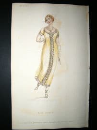 Ackermann 1811 Hand Col Regency Fashion Print. Ball Dress 5-24