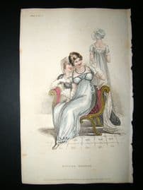 Ackermann 1811 Hand Col Regency Fashion Print. Evening Dresses 5-3