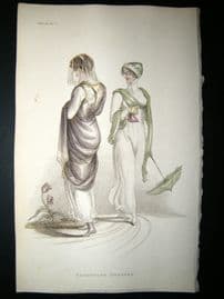 Ackermann 1811 Hand Col Regency Fashion Print. Promenade Dresses 5-36