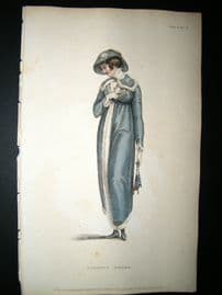 Ackermann 1811 Hand Col Regency Fashion Print. Walking Dress 5-4