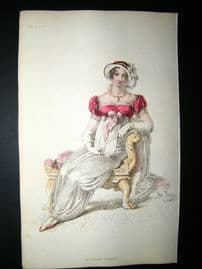 Ackermann 1812 Hand Col Regency Fashion Print. Evening Dress 8-32