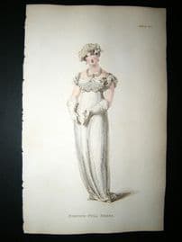Ackermann 1812 Hand Col Regency Fashion Print. Evening Full Dress 7-19