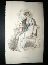 Ackermann 1812 Hand Col Regency Fashion Print. Walking Dress 8-19