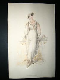 Ackermann 1813 Hand Col Regency Fashion Print. Evening Dress 8-11