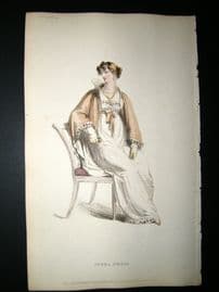 Ackermann 1813 Hand Col Regency Fashion Print. Opera Dress 9-13