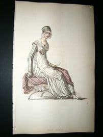 Ackermann 1814 Hand Col Regency Fashion Print. Half Dress 12-25