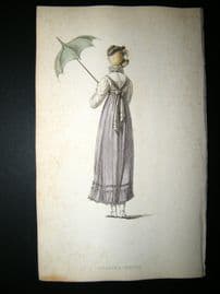 Ackermann 1814 Hand Col Regency Fashion Print. Walking Dress 12-29
