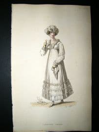 Ackermann 1815 Hand Col Regency Fashion Print. Carriage Dress 14-17