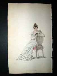 Ackermann 1815 Hand Col Regency Fashion Print. Evening Dress 13-3