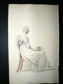 Ackermann 1815 Hand Col Regency Fashion Print. Evening Dress 14-10
