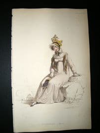 Ackermann 1815 Hand Col Regency Fashion Print. Promenade Dress 14-28