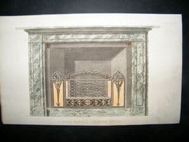 Ackermann 1816 Hand Col Decorative Print. Fireplace Mona Marble