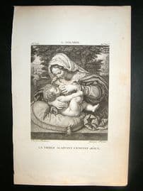 After A. Solario C1810 Antique Print. La Vierge Alaitant L'Enfant Jesus