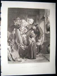 After A. Solomon 1867 Steel Engraving. Art Critics in Brittany