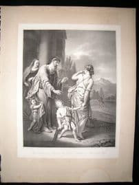 After Adriaen van der Werff C1840 LG Folio Print. Repudiation of Hagar