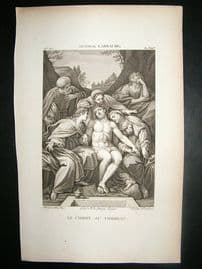 After Annibal Carrache C1810 Antique Print. Le Christ Au Tombeau