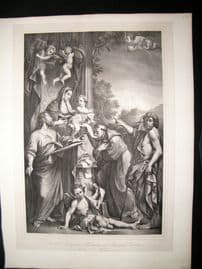 After Annibale Carracci C1840 LG Folio. Madonna enthroned with St. Matthew
