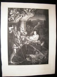 After Antonio Allegri da Correggio C1840 LG Folio Print. Nativity Holy Night