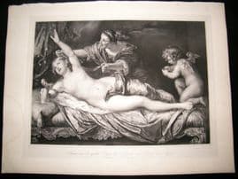 After Antony van Dyck C1840 LG Folio Print. Danae & Jupiter Nudes, Mythology