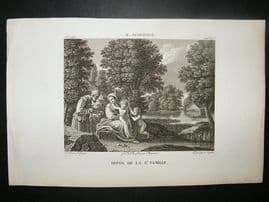 After B. Schedone C1810 Antique Print. Repos De La Ste. Famille