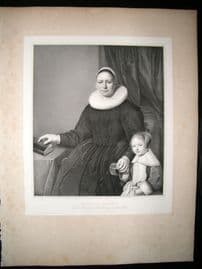 After Bartholomeus van der Helst C1840 LG Folio Print. Dutch Mother with Child