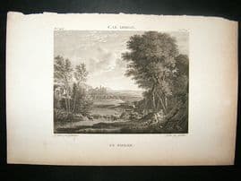 After C. Le. Lorrain C1810 Antique Print. Un Paysage, Landscape