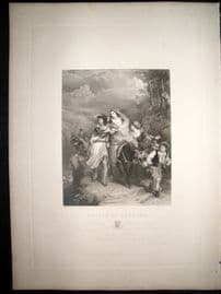 After C.L Eastlake C1840 LG Folio Antique Print. Escape of Carrara