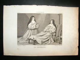 After Champagne C1810 Antique Print. Les Religieuses, Nuns