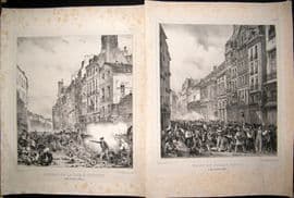 After Charlet and Jaime 1830 LG Folio Lithographs. French Revolution (2) Paris