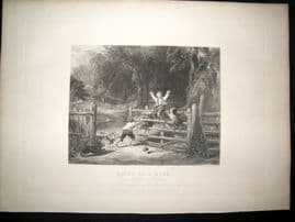 After Collins C1840 LG Folio Antique Print. Happy as a King. Children
