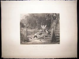After Collins C1840 LG Folio Steel Engraving. Happy as a King. Children Print