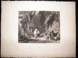After Collins C1840 LG Folio Steel Engraving. Rustic Hospitality. Children Print