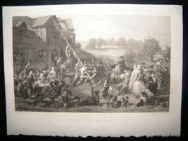 After F. Goodall 1854 Steel Engraving. Raising the May-Pole